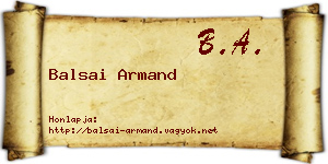 Balsai Armand névjegykártya